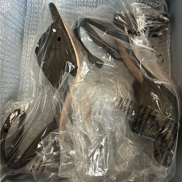 Antonio Milani Tess black satin knotted bow dress sandals Size 6.5 InBox - Picture 7 of 8